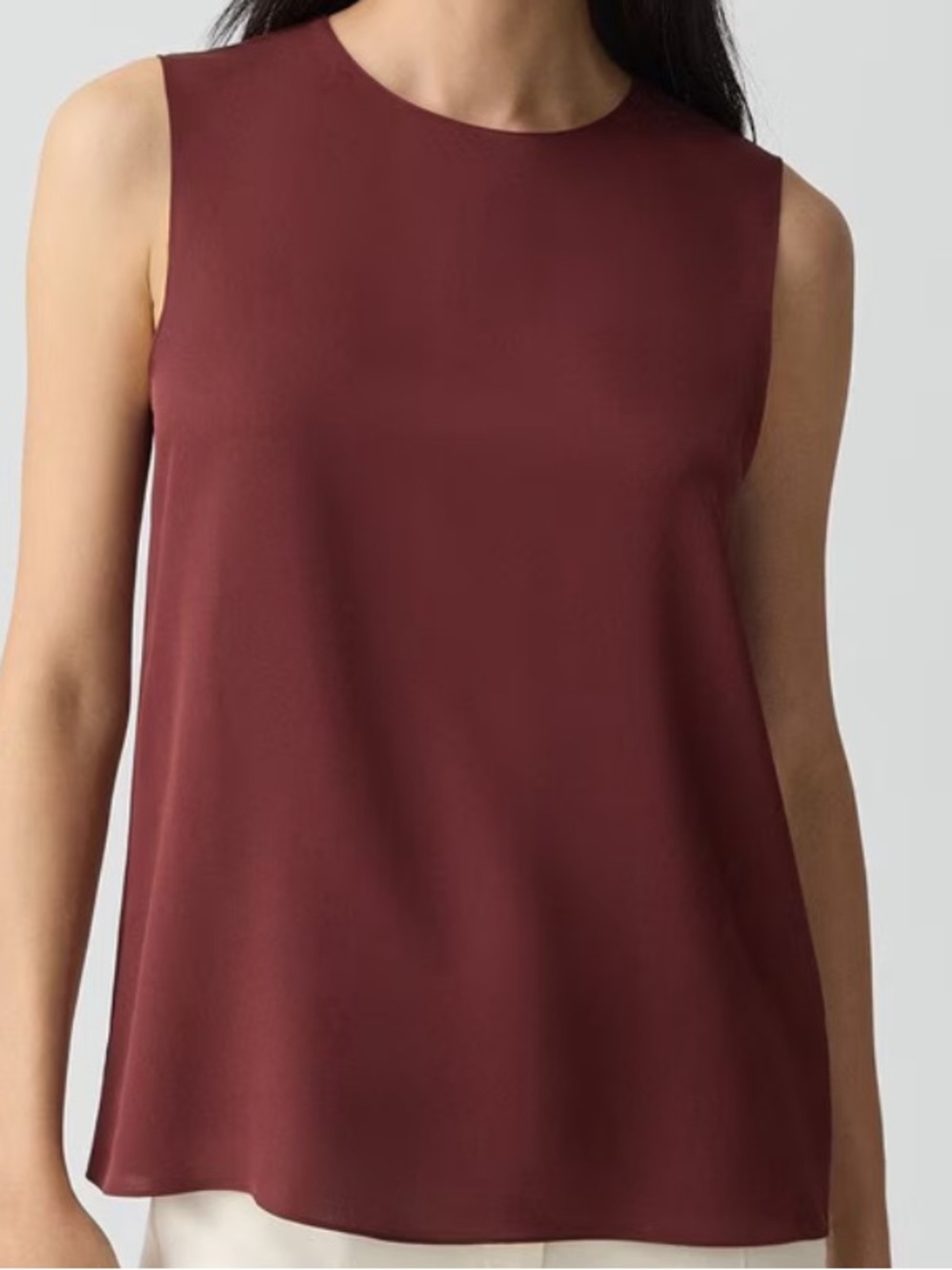 Theory Sleeveless Maroon Women's Shell Top in Silk Georgette XXL Oxblood Red